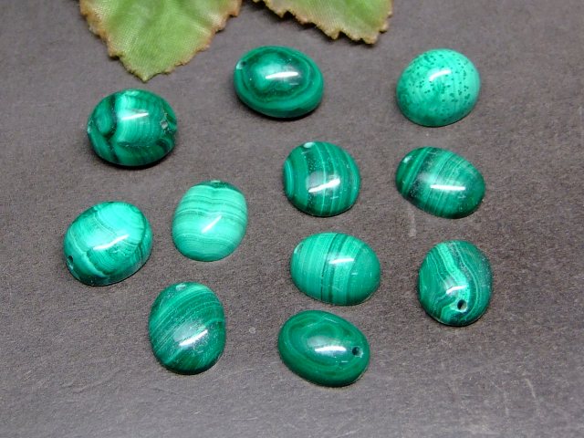 58729　　マラカイト ペンダントトップ 12mm×10mm A 1個売り ネコポス送料無料 ロシア産 天然石 パワーストーン 2