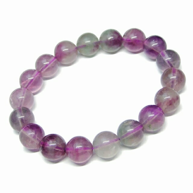 Genuine, Semi-Precious Stones - g3-328P　　12mm AA ミックスパープルフローライト 蛍石 ブレスレット 内径17cm ポーチ付き アメリカ産 送料無料 天然石 パワーストーン