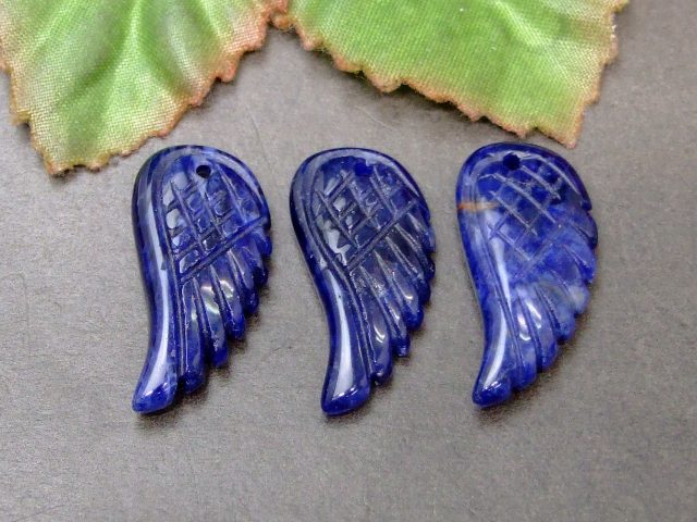 49515C　　12mm×24mm 1個売り 天使の羽 彫り ソーダライト ネコポス送料無料 天然石 パワーストーン