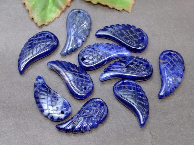 49515C　　12mm×24mm 1個売り 天使の羽 彫り ソーダライト ネコポス送料無料 天然石 パワーストーン