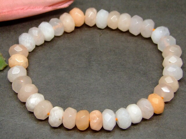 g3-2D　ピンクアベンチュリン 8mm×5mm ボタンカット ソロバンカット ブレスレット 内径調節可 送料無料 インド産 天然石 パワーストーン