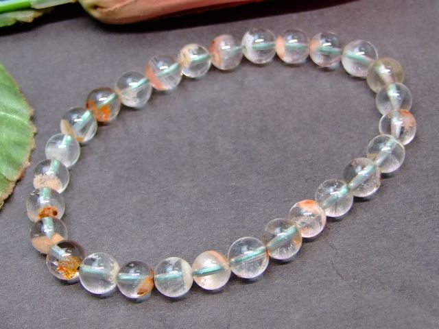Genuine, Semi-Precious Stones - g3-2168Q　　6mm AAA ガーデンクォーツ 水晶 ブレスレット 内径17cm ポーチ付き 送料無料 ブラジル産 天然石 パワーストーン