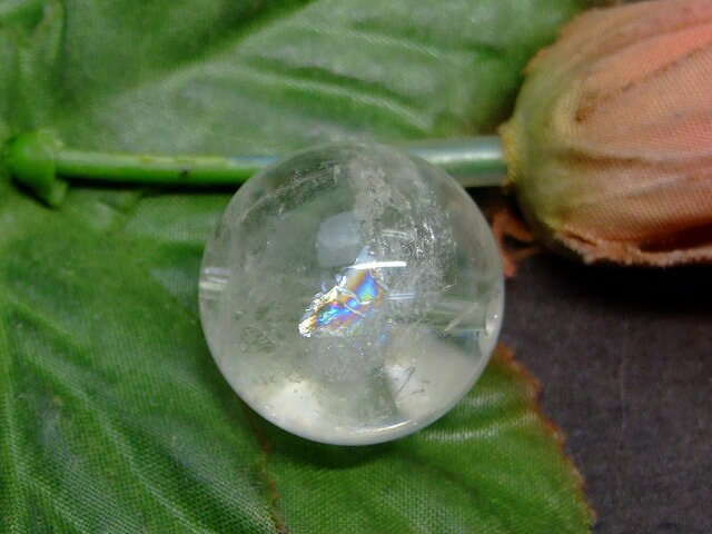 61437 　虹入り 20mm 1粒売り 水晶 クリスタル クォーツ 送料無料 ブラジル産 天然...