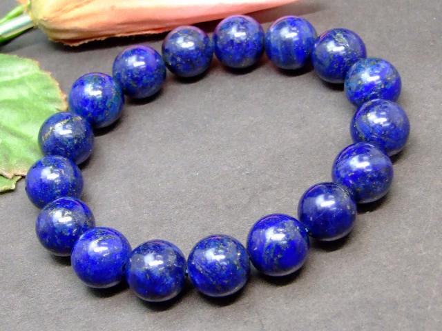 18783E　　12mm AAA ラピスラズリ ブレスレット 内径調整可能 瑠璃石 ポーチ付き 送料無料 パキスタン..