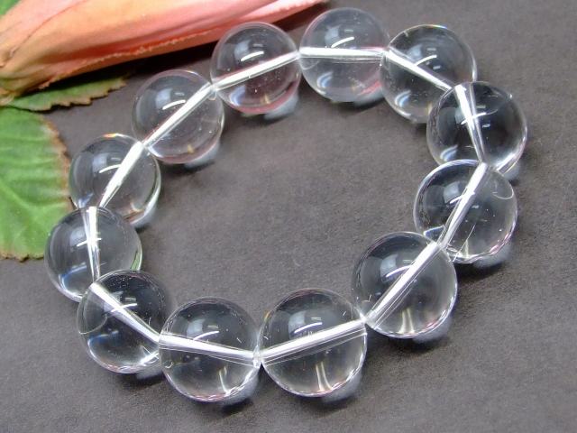 g3-304Y　　18mm AAA 水晶 クォーツ クリスタル ブレスレット 内径調整可能 鑑別済・本物保証 ポーチ付..