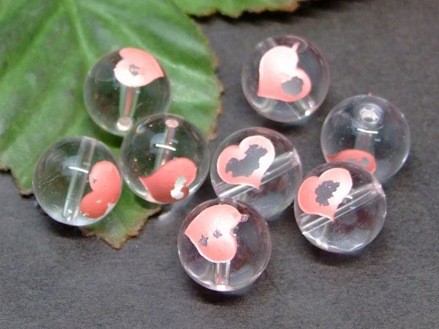 61966　　今月の半額 わけあり ピンク ハート 彫 12mm 1粒売り 水晶 クリスタル クォーツ ネコポス送料無料 天然石 パワーストーン