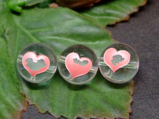 61966　　今月の半額 わけあり ピンク ハート 彫 12mm 1粒売り 水晶 クリスタル クォーツ ネコポス送料無料 天然石 パワーストーン