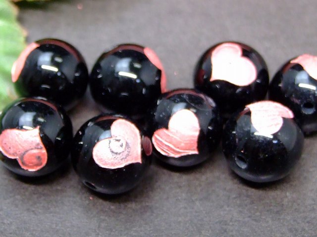 61976　　今月30％OFF わけあり ピンク ハート 彫 12mm 1粒売り オニキス ネコポス送料無料 天然石 パワーストーン