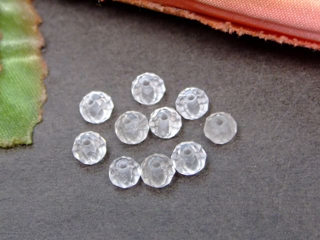 樂天商城 - g3-302Q　　水晶 クリスタルクォーツ 10粒セット 4mm×3mm ボタンカット AA ネコポス送料無料 天然石 パワーストーン