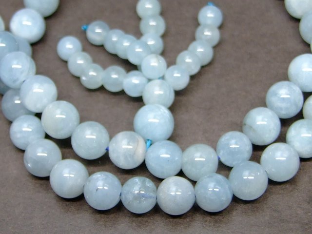 62586　　アクアマリン 5mm〜7mm AA ネックレス 三重ブレスレット 長さ52cm 送料無料 ブラジル産 天然石 パワーストーン