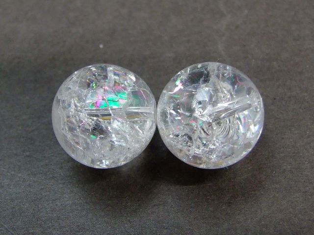 樂天商城 - 62792　　虹入り 16mm AA 1粒売り クラック水晶 爆裂水晶 クラッククォーツ ネコポス送料無料 天然石 パワーストーン