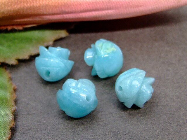 63068 AA 10mm アマゾナイト 手彫 バラ彫り 1粒売り ネコポス送料無料 天然石 パワーストーン