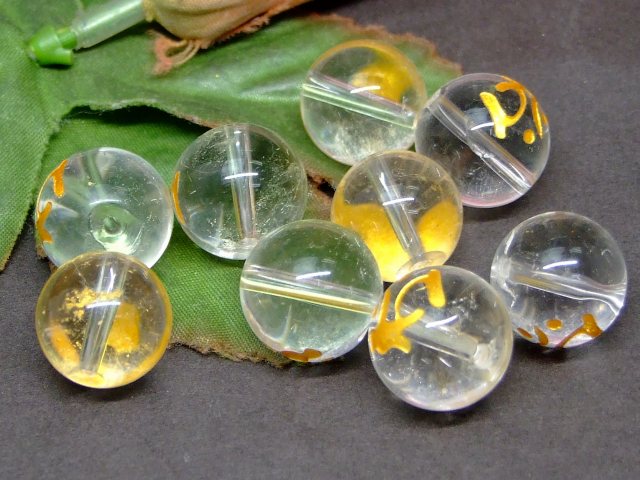 62115　今月の半額 わけあり 梵字彫 タラーク 水晶 クリスタル 14mm 1粒売り 丑年＆寅年 虚空蔵菩薩 ブラジル産 ネコポス送料無料 天然石 パワーストーン