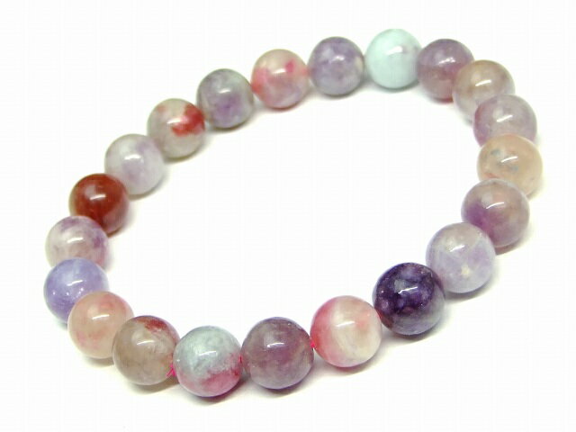 g3-3393E　ミックスレピドライトシリカ 10mm ブレスレット 内径調整可能 ポーチ付き 送料無料 天然石 パワーストーン