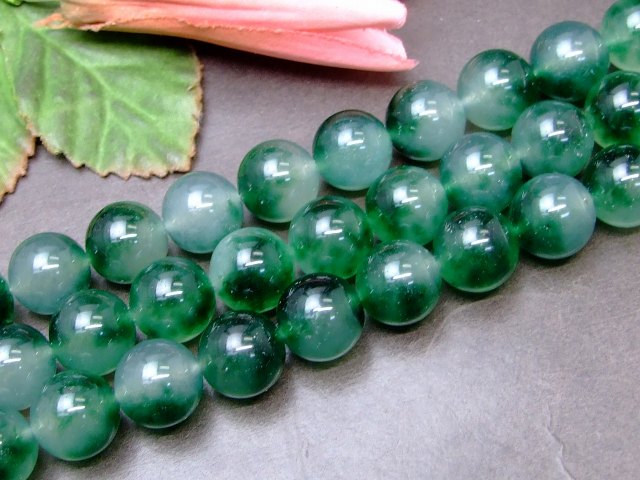 g3-22G　　マーブルグリーンヒスイ 14mm AA 翡翠 ジェイド ジェード 1連38cm 通し針、解説書、1mゴム付き 送料無料 天然石 パワーストーン
