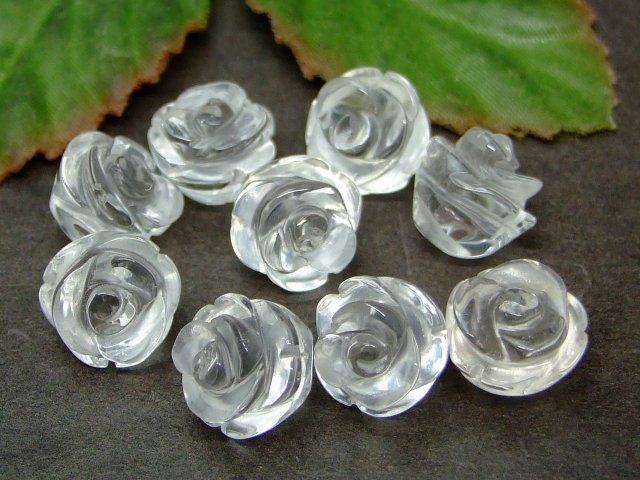 63030　　12mm 水晶 クリスタル 手彫 バラ彫り 1粒売り ネコポス送料無料 天然石 パワーストーン