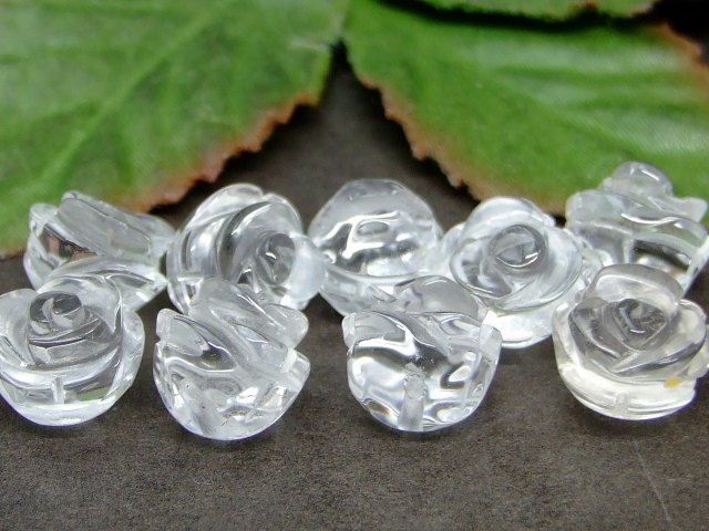 63030　　12mm 水晶 クリスタル 手彫 バラ彫り 1粒売り ネコポス送料無料 天然石 パワーストーン