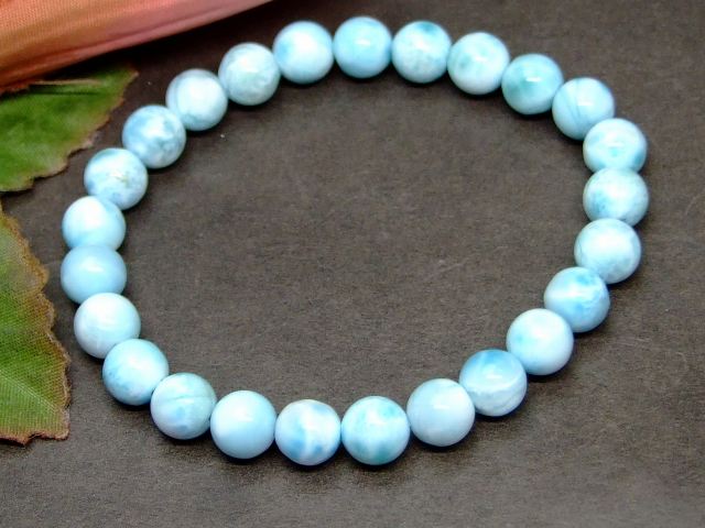 g3-1000R　　7mm A ラリマー ドミニカ共和国産 ブレスレット 内径16cm ポーチ付き 鑑別済・本物保証 送料無料 天然石 パワーストーン