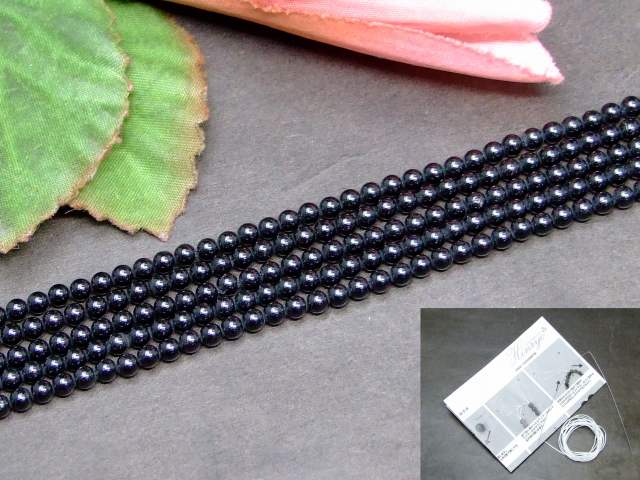 g3-1583C　　ブラックスピネル 3mm AA 1連39cm 通し針、解説書、1mゴム付き 送料無料 スリランカ産 天..