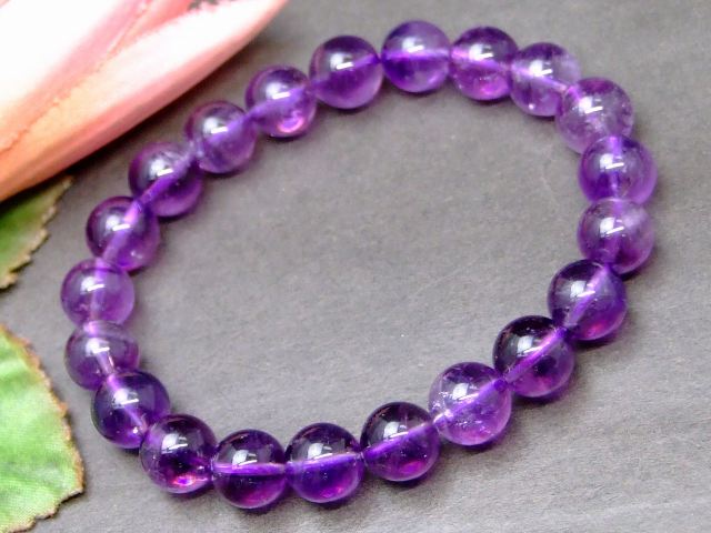 63727　　今月の半額 9mm AA アメジスト ブレスレット 内径17cm 鑑別済・本物保証 ポーチ付き 送料無料 ブラジル産 天然石 パワーストーン