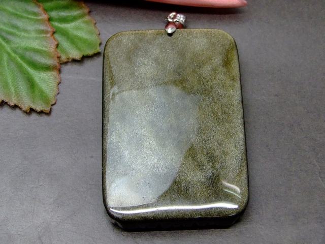 63860　　ゴールドオブシディアン 特級 56mm×38mm 1個売り 如来 菩薩 ほとけ お守り 厄除け ペンダントトップ 送料無料 アメリカ産 天然石 パワーストーン