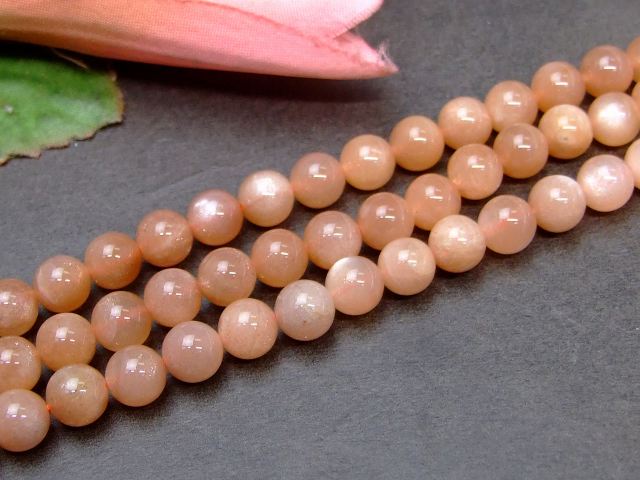 g3-237E　　オレンジムーンストーン 6mm～7mm AA 1連39cm 通し針、解説書、1mゴム付き 鑑別済・本物保証 送料無料 インド産 天然石 パワーストーン