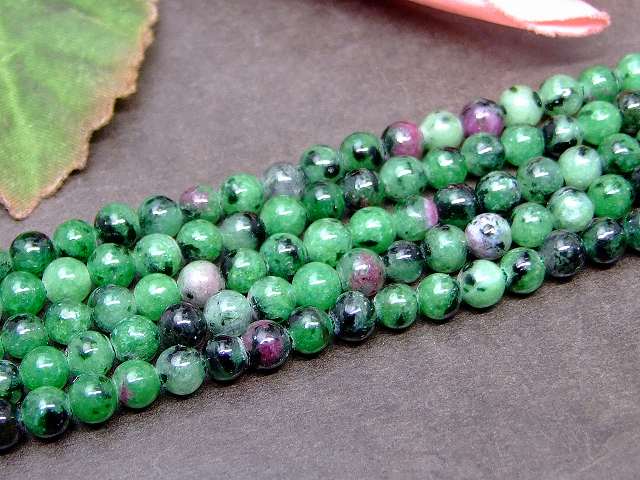 g3-1057A　　ルビーインゾイサイト 4mm 1連38cm 通し針、解説書、1mゴム付き ネコポス送料無料 天然石 パワーストーン