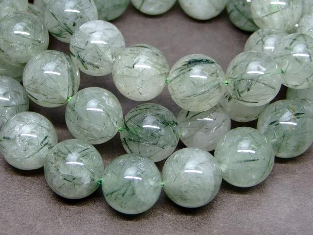 g3-1036A　　グリーンルチルクォーツ 12mm AA+ ブレスレット 内径17cm 針水晶 ポーチ付き 送料無料 ブラジル産 天然石 パワーストーン