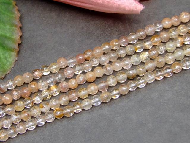 64261　　タイチンルチルクォーツ 針水晶 4mm 1連39cm 通し針、解説書、1mゴム付き 送料無料 ブラジル産 天然石 パワーストーン