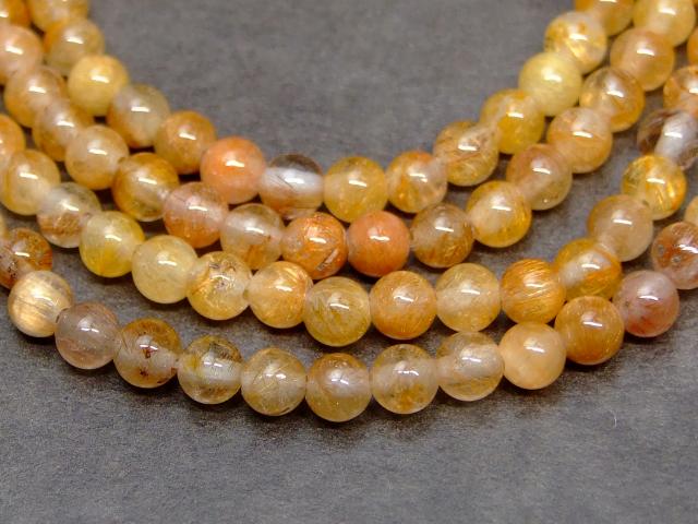 64264　　タイチンルチルクォーツ 針水晶 4mm 1連39cm 通し針、解説書、1mゴム付き 送料無料 ブラジル産 天然石 パワーストーン