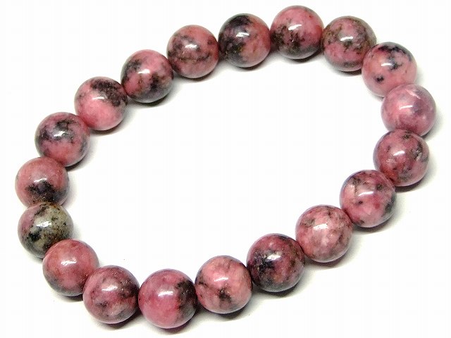 g3-605F　　ロードナイト 10mm AA ブレスレット 内径17cm 薔薇輝石 ポーチ付き 送料無料 ブラジル産 天然石 パワーストーン