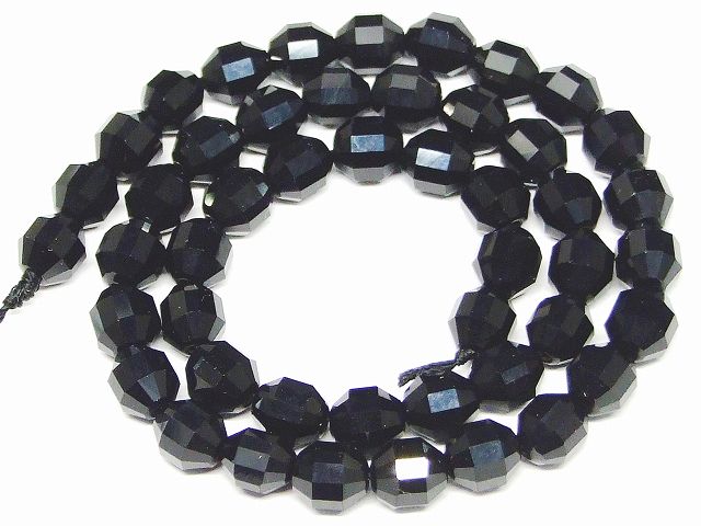 g3-491　　オニキス 8mm カット 1連37cm 通し針、解説書、1mゴム付き 送料無料 天然石 パワーストーン