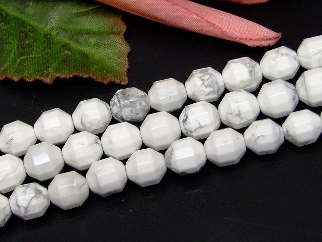 g3-340G　　ハウライト 8mm カット 1連38cm 通し針、解説書、1mゴム付き 送料無料 天然石 パワーストーン