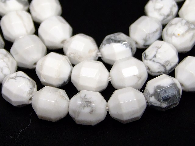 g3-340G　　ハウライト 8mm カット 1連38cm 通し針、解説書、1mゴム付き 送料無料 天然石 パワーストーン