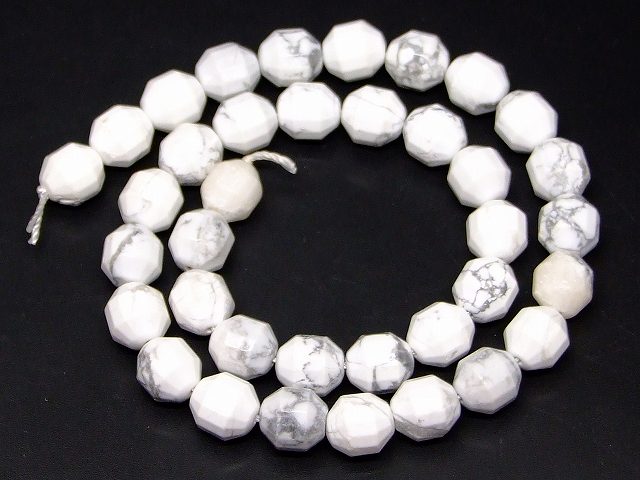 g3-340M　　ハウライト 10mm カット 1連38cm 通し針、解説書、1mゴム付き 送料無料 天然石 パワーストーン