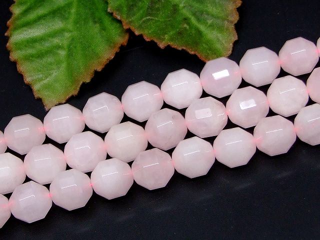 g3-81D　　ローズクォーツ 紅水晶 10mm カット 1連37cm 通し針、解説書、1mゴム付き 送料無料 天然石 パワーストーン