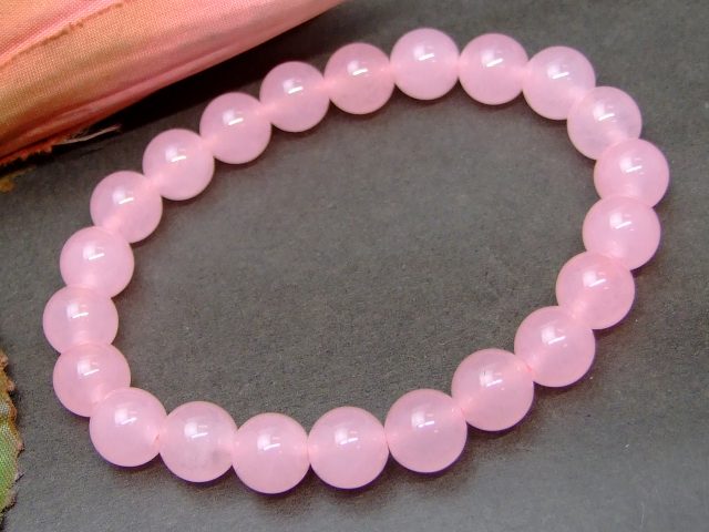 33401B　　薄ピンクヒスイ 8mm ブレスレット 内径調整可能 翡翠 ジェイド ジェード ポーチ付 ネコポス送料無料 天然石 パワーストーン