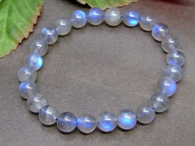 g3-219E　　今月30％OFF ラブラドライト 7mm〜8mm 5A ブレスレット 内径調節可 ポーチ付き 送料無料 天然石 パワーストーン
