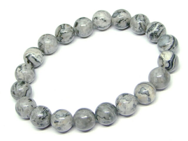 g3-3341F　　フォーティフィケーションアゲート 10mm ブレスレット 内径調節可 瑪瑙 メノウ めのう ネ..