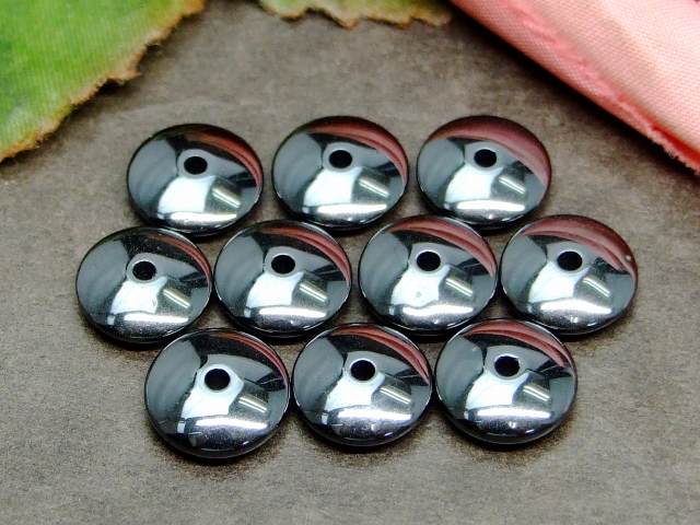 g3-832K　　ヘマタイト 10mm×3mm 10粒セット そろばん ソロバン 磁気なし ネコポス送料無料 天然石 パワーストーン