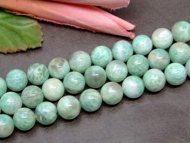 g3-663D　　ロシアンアマゾナイト 8mm A 1連39cm 通し針、解説書、1mゴム付き 送料無料 天然石 パワーストーン