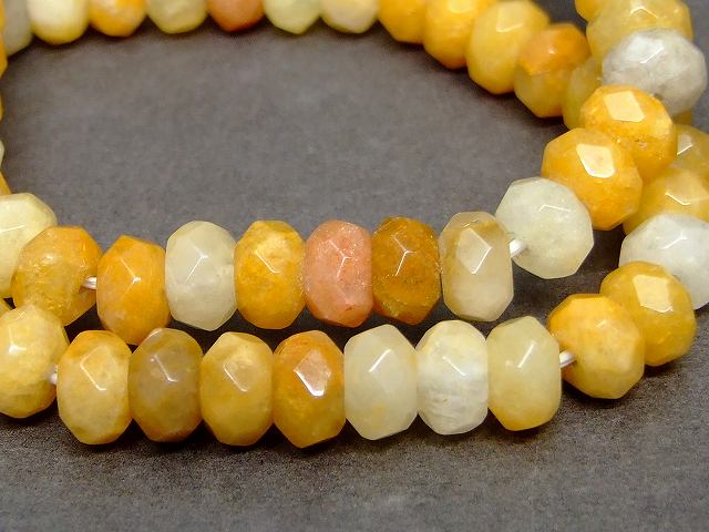 g3-28R　　黄翡翠 ヒスイ 8mm×5mm ボタンカット ソロバンカット ブレスレット 内径調節可 送料無料 天然石 パワーストーン