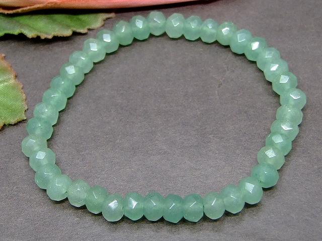 g3-5H　　アベンチュリン 6mm×4mm ボタンカット ソロバンカット ブレスレット 内径調節可 送料無料 天然石 パワーストーン