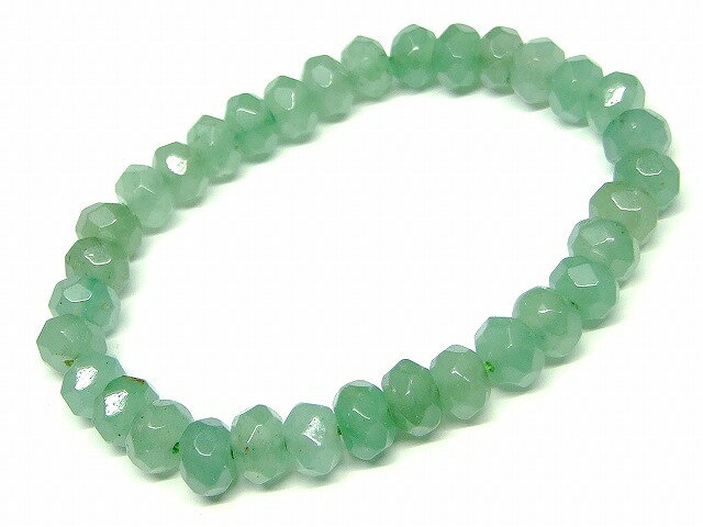 g3-5K　　アベンチュリン 8mm×5mm ボタンカット ソロバンカット ブレスレット 内径調節可 送料無料 天..