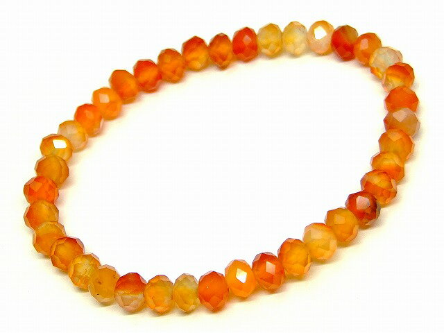 g3-143K　　カーネリアン 6mm×4mm ボタンカット ソロバンカット ブレスレット 内径調節可 送料無料 天然石 パワーストーン