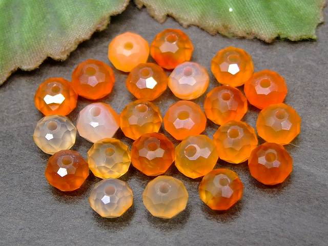 g3-143N　　カーネリアン 6mm×4mm ボタンカット ソロバンカット 1粒売り ネコポス送料無料 天然石 パワーストーン