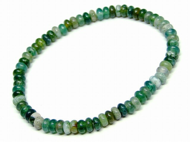 g3-160B　　モスアゲート 苔瑪瑙 4mm×2mm ソロバン 算盤 そろばん ブレスレット 内径調整可 送料無料 天然石 パワーストーン