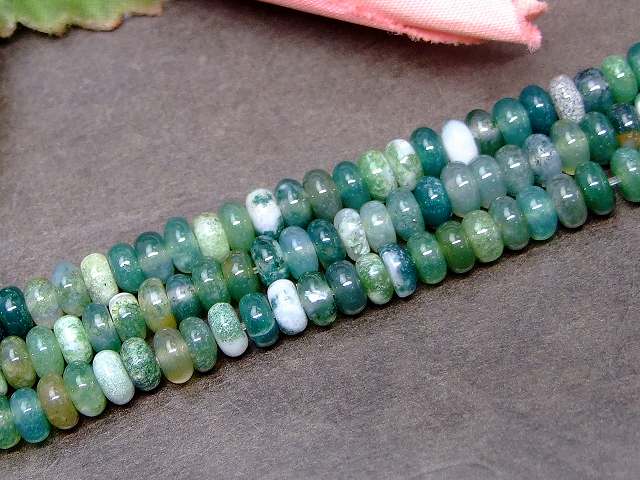 g3-160D　　今月の半額 わけあり モスアゲート 苔瑪瑙 4mm×2mm ソロバン 算盤 そろばん 1粒売り ネコポ..