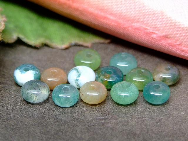g3-160C　　モスアゲート 苔瑪瑙 4mm×2mm ソロバン 算盤 そろばん 1粒売り ネコポス送料無料 天然石 パワーストーン