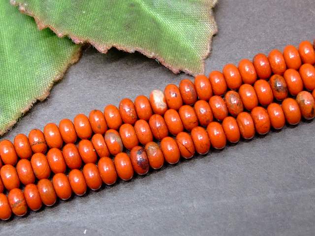 g3-1099Y　　今月の半額 わけあり レッドジャスパー 4mm×2mm 1粒売り ソロバン 算盤 そろばん ネコポス送料無料 インド産 天然石 パワーストーン